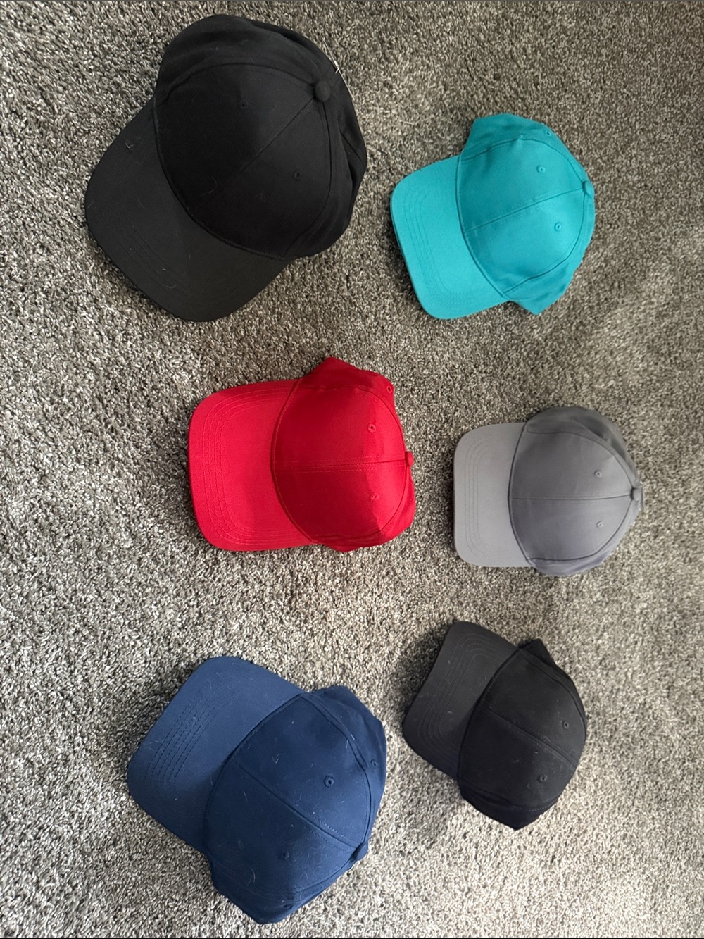 Multiples Men's Baseball Caps - Black, Teal, Red, Gray, Navy, Charcoal